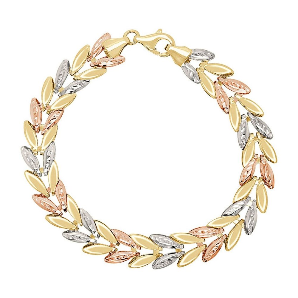 Hollow Stampado Lady Bracelet Tricolor Gold 14k